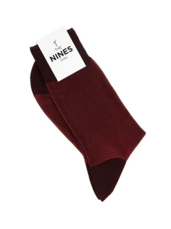 The Nines Chaussettes Rayées|Chaussettes Fil D'Écosse*Chaussettes fil d'Écosse striées bordeaux