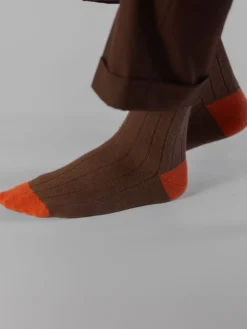 The Nines Chaussettes Cachemire*Chaussettes laine et cachemire marron et orange