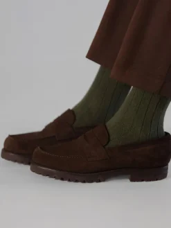 The Nines Chaussettes Cachemire*Chaussettes laine et cachemire vertes et jaunes
