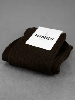 The Nines Chaussettes Laine*Chaussettes laine vierge marron chocolat