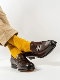 The Nines Chaussettes Laine*Chaussettes laine vierge jaune moutarde
