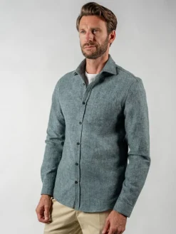 The Nines Chemise Poignet Simple|Chemise Bleue*Chemise bleue en flanelle épaisse col italien
