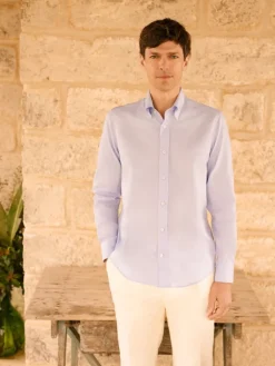 The Nines Chemise Bleue|Chemise Casual*Chemise col américain en oxford bleu ciel