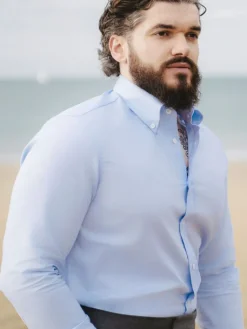 The Nines Chemise Bleue|Chemise Casual*Chemise col américain en oxford bleu ciel