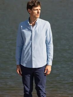 The Nines Chemise Poignet Simple|Chemise Oxford*Chemise col américain en oxford japonais bleu ciel