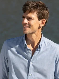 The Nines Chemise Poignet Simple|Chemise Oxford*Chemise col américain en oxford japonais bleu ciel