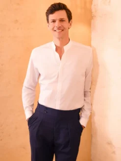 The Nines Chemise Poignet Simple|Chemise Blanche*Chemise col droit ouvert en popeline blanche