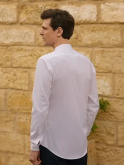 The Nines Chemise Poignet Simple|Chemise Blanche*Chemise col droit ouvert en popeline blanche