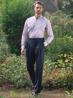The Nines Chemise À Rayures|Chemise Infroissable*Chemise col droit ouvert à rayures bordeaux