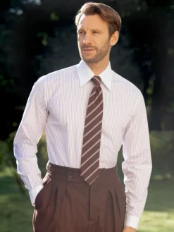 The Nines Chemise Grand Col|Chemise Col Français*Chemise col français à rayures parme
