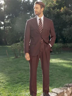 The Nines Chemise Grand Col|Chemise Col Français*Chemise col français à rayures parme