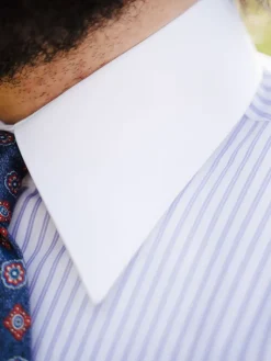 The Nines Chemise Grand Col|Chemise Col Français*Chemise col français à rayures parme