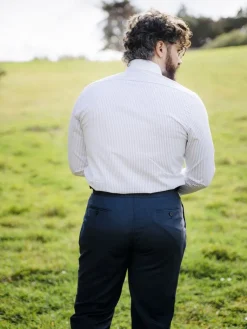 The Nines Chemise Grand Col|Chemise Col Français*Chemise col français à rayures parme