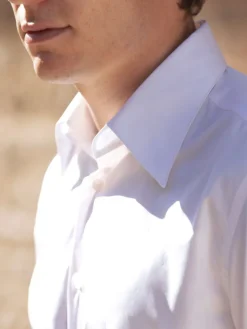 The Nines Chemise Poignet Simple|Chemise Popeline*Chemise col français blanche à rayures roses
