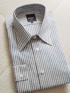 The Nines Chemise Bleue|Chemise En Lin*Chemise col français en lin et coton à rayures bleu marine