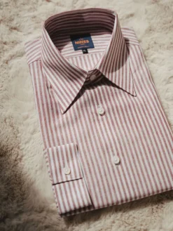 The Nines Chemise En Lin|Chemise Casual*Chemise col français en lin et coton à rayures rouge