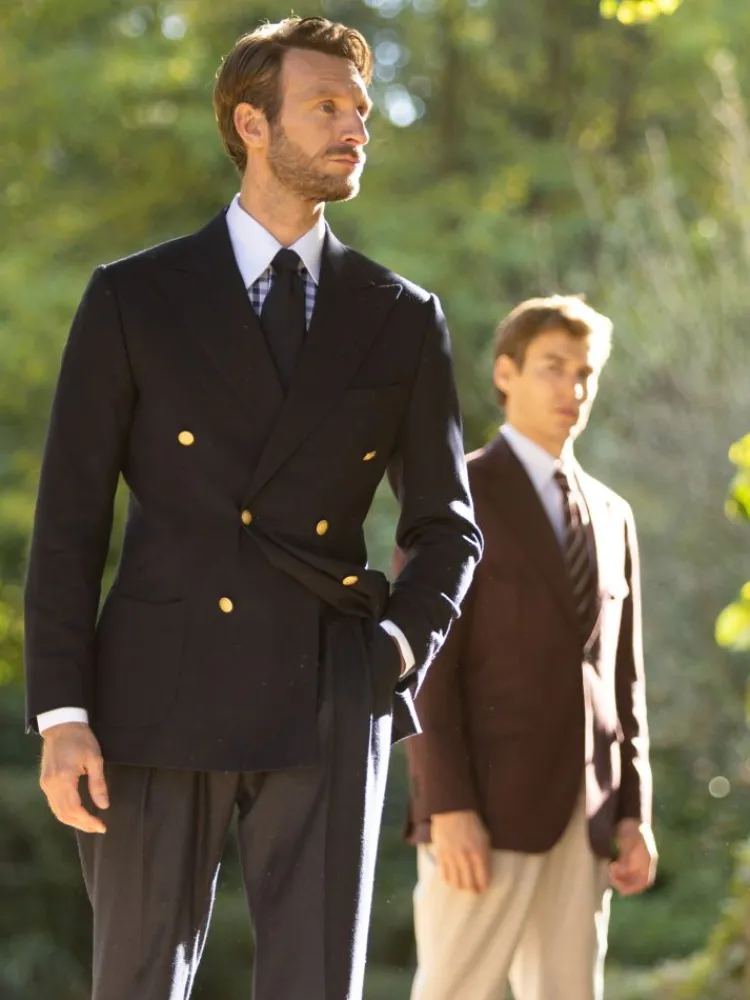 The Nines Chemise Poignet Simple|Chemise Bleue*Chemise col français en twill vichy bleu marine