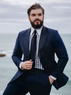 The Nines Chemise Poignet Simple|Chemise Bleue*Chemise col français en twill vichy bleu marine
