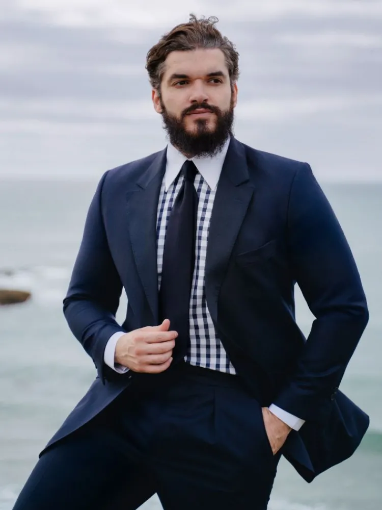 The Nines Chemise Poignet Simple|Chemise Bleue*Chemise col français en twill vichy bleu marine