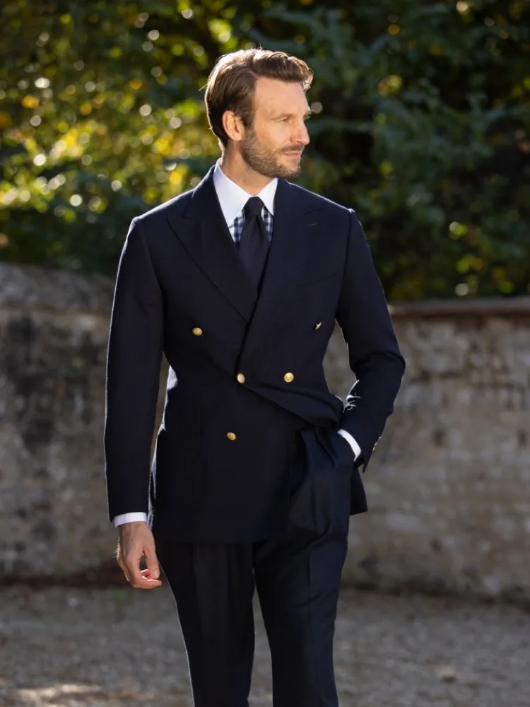 The Nines Chemise Poignet Simple|Chemise Bleue*Chemise col français en twill vichy bleu marine