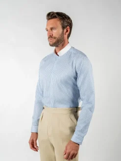 The Nines Chemise Bleue|Chemise À Rayures*Chemise col inversé à rayures bleues