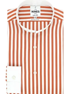 The Nines Chemise Poignet Simple|Chemise Infroissable*Chemise col inversé à rayures orange