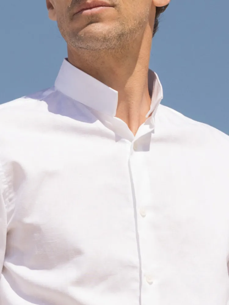 The Nines Chemise Poignet Simple|Chemise Blanche*Chemise col inversé en lin blanche
