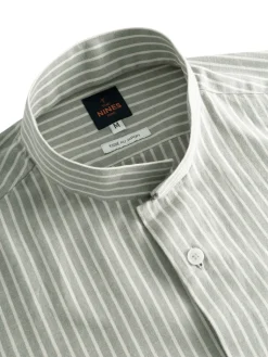 The Nines Chemise Poignet Simple|Chemise Oxford*Chemise col inversé en oxford japonais à rayures vertes