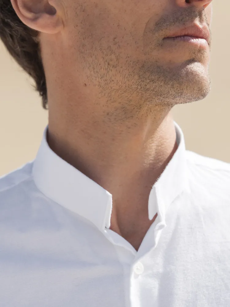 The Nines Chemise Poignet Simple|Chemise Blanche*Chemise col inversé en oxford gratté blanche