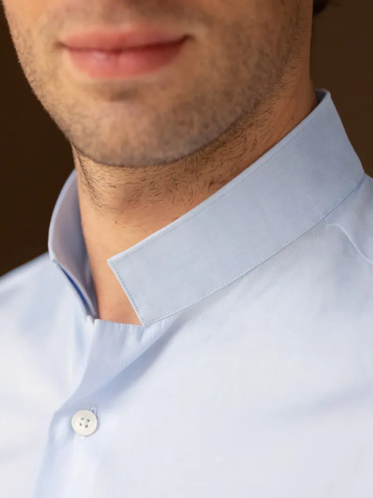 The Nines Chemise Poignet Simple|Chemise Bleue*Chemise col inversé en popeline bleu ciel