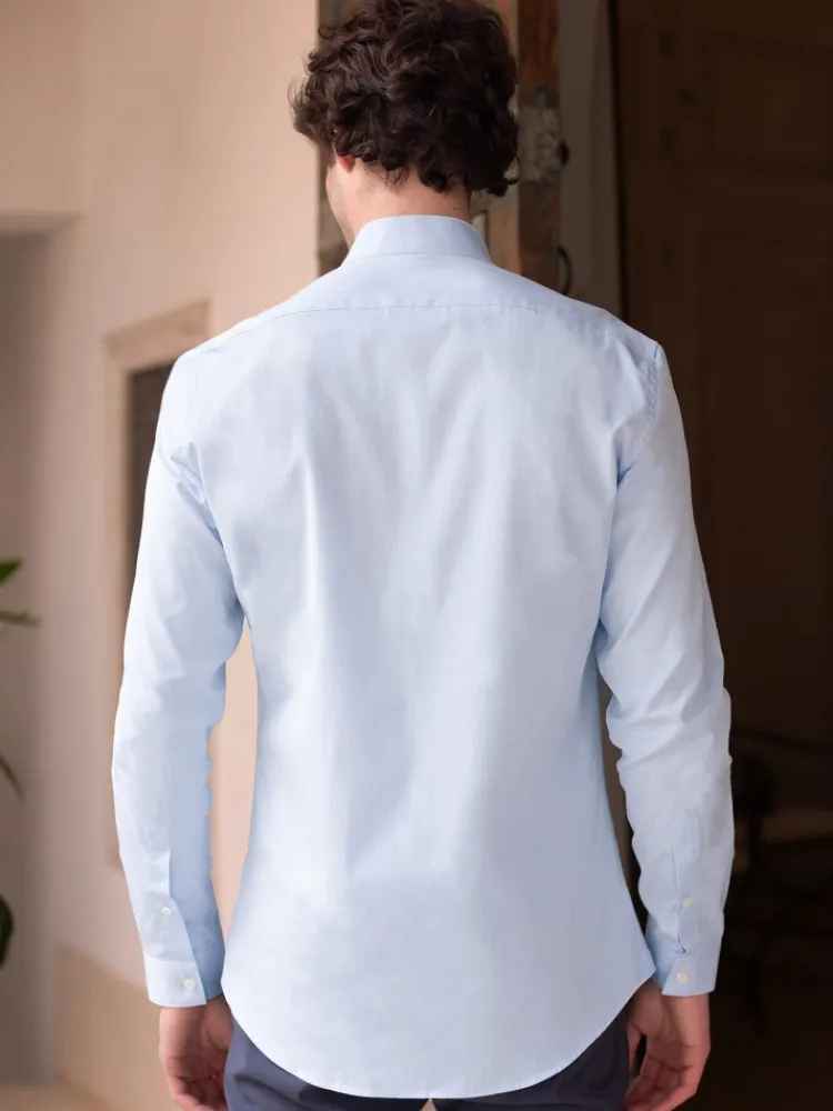 The Nines Chemise Poignet Simple|Chemise Bleue*Chemise col inversé en popeline bleu ciel