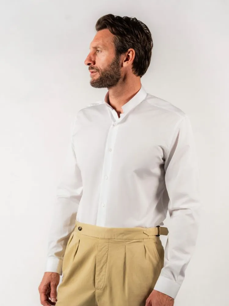 The Nines Chemise Poignet Simple|Chemise Blanche*Chemise col inversé en popeline blanche