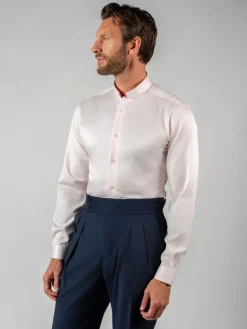 The Nines Chemise Poignet Simple|Chemise Rose*Chemise col inversé mini twill rose
