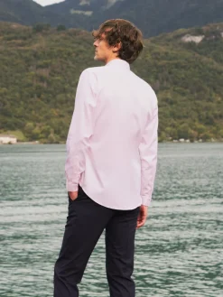 The Nines Chemise Poignet Simple|Chemise Rose*Chemise col inversé mini twill rose