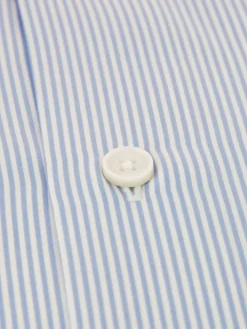 The Nines Chemise Poignet Simple|Chemise Bleue*Chemise col italien à rayures bleu ciel