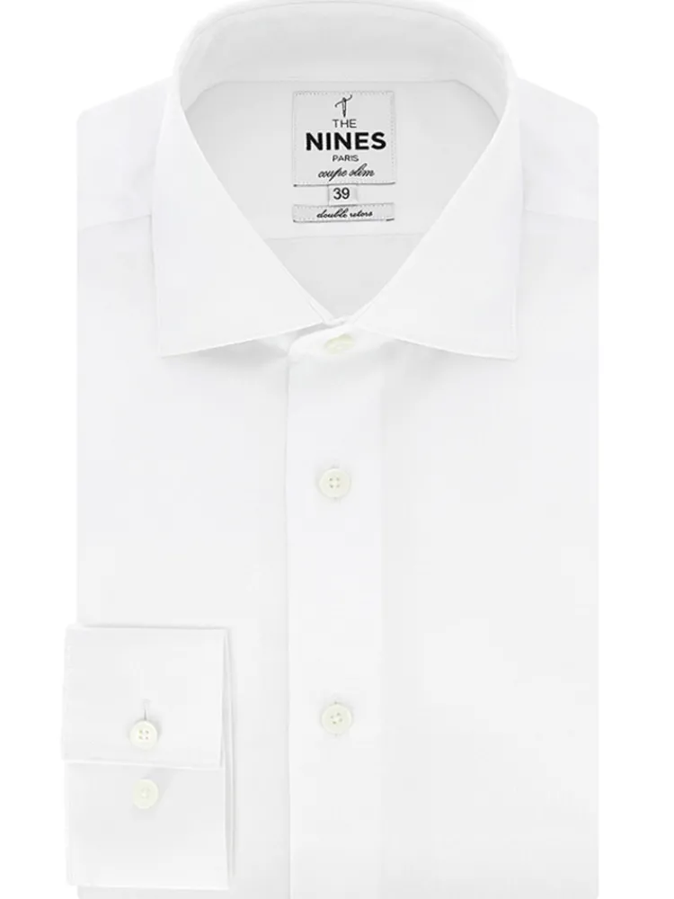 The Nines Chemise Poignet Simple|Chemise Popeline*Chemise col italien blanche