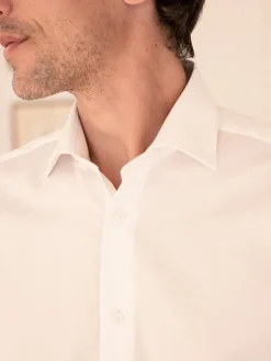 The Nines Chemise Poignet Simple|Chemise Popeline*Chemise col italien blanche
