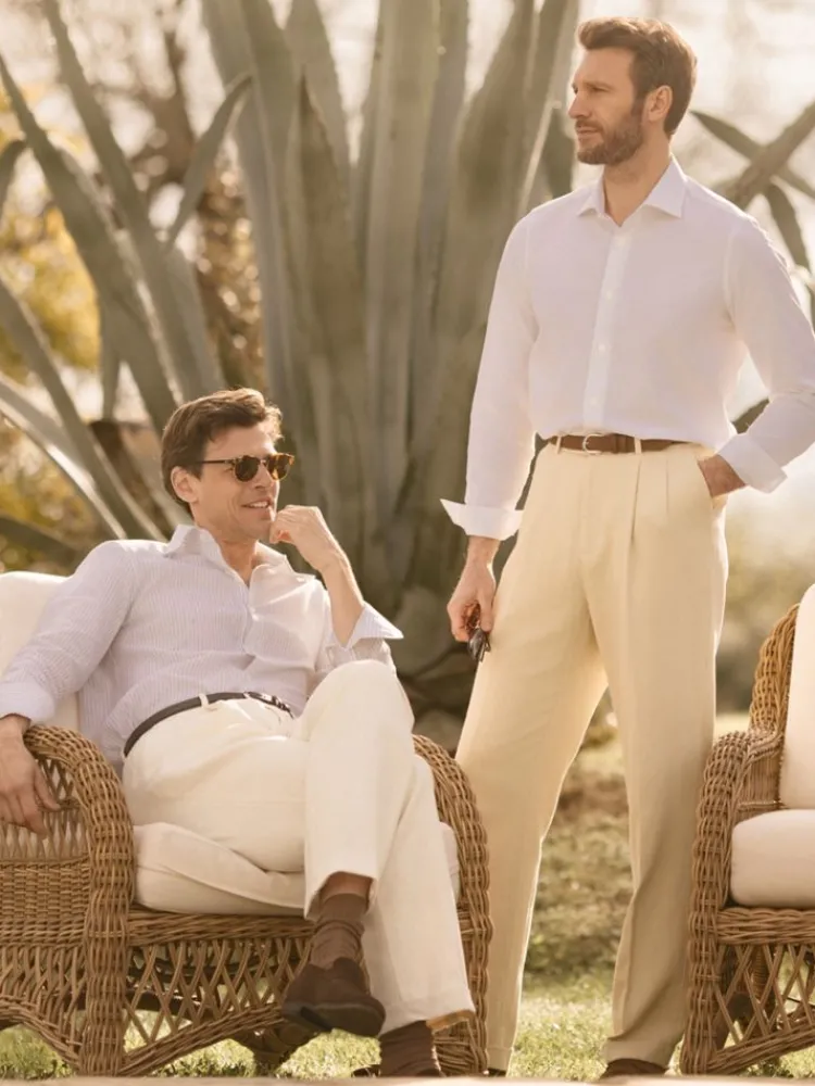 The Nines Chemise Poignet Simple|Chemise Blanche*Chemise col italien en lin et coton blanche