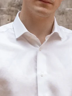 The Nines Chemise Poignet Simple|Chemise Blanche*Chemise col italien en lin et coton blanche