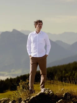 The Nines Chemise Poignet Simple|Chemise Blanche*Chemise col italien en oxford gratté blanc