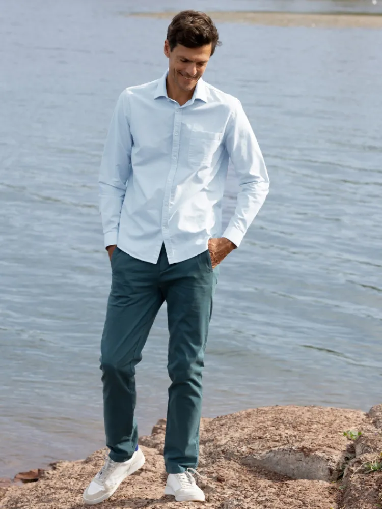 The Nines Chemise Poignet Simple|Chemise Oxford*Chemise col italien en oxford bio bleu ciel