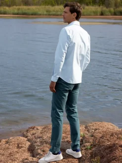 The Nines Chemise Poignet Simple|Chemise Oxford*Chemise col italien en oxford bio bleu ciel