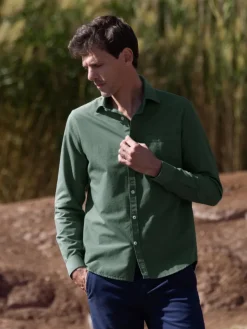 The Nines Chemise Poignet Simple|Chemise Verte*Chemise col italien en oxford bio thym