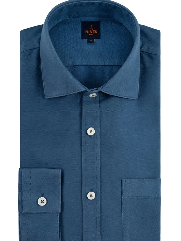 The Nines Chemise Poignet Simple|Chemise Oxford*Chemise col italien en oxford bio bleu orage