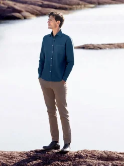 The Nines Chemise Poignet Simple|Chemise Oxford*Chemise col italien en oxford bio bleu orage