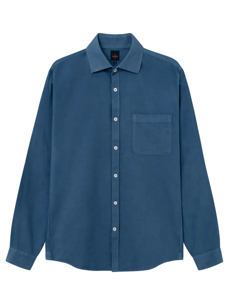 The Nines Chemise Poignet Simple|Chemise Oxford*Chemise col italien en oxford bio bleu orage