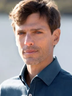 The Nines Chemise Poignet Simple|Chemise Oxford*Chemise col italien en oxford bio bleu orage