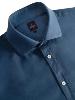 The Nines Chemise Poignet Simple|Chemise Oxford*Chemise col italien en oxford bio bleu orage