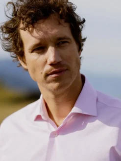 The Nines Chemise Poignet Simple|Chemise Rose*Chemise col italien en popeline rose