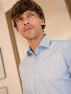 The Nines Chemise Poignet Simple|Chemise Bleue*Chemise col italien popeline bleu ciel